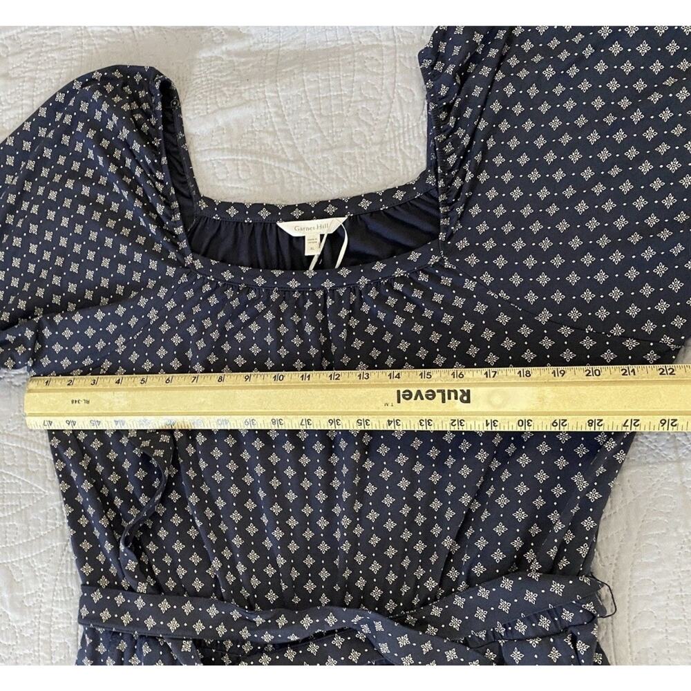 NWT Sz XL Garnet Hill LS Elas Nck Blue Prnt Waistbnd Tie Pkts Wide Leg Jump Suit - Picture 9 of 13